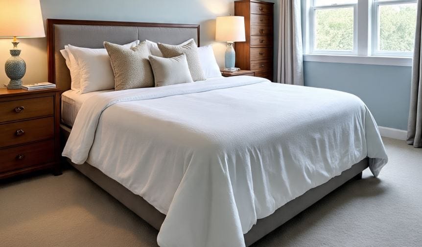 बेडरुम ही आपली खासगी खोली असते. त्यामुळेच बेडरुममधील प्रत्येक सामान हे विचारपूर्वकच ठेवायला हवे. वास्तूशास्त्राच्या नियमानुसार बेडरुमच्या भिंतीचा रंग हा गडत आणि भडक नसावा. हलका शेड असणारा रंग वापरल्यास बेडरुममध्ये सकारात्मक उर्जा निर्माण होते. (सांकेतिक फोटो, फोटो सौजन्य- मेटा एआय)