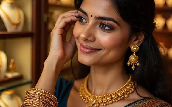 राजधानी दिल्लीमध्ये 24 कॅरेट सोन्याची किंमत 157310 रुपये प्रति 10 ग्रॅम रुपयांवर पोहोचली तर 22 कॅरेट सोन्याचा भाव हा 144210  रुपये प्रति 10 ग्रॅमवर पोहोचला आहे. मुंबई, चेन्नई आणि कोलकाता या तीन शहरांत 22 कॅरेट सोन्याचा भाव हा 144060 रुपये प्रति 10 ग्रॅमवर पोहोचला आहे. (सांकेतिक फोटो, फोटो सौजन्य- मेटा एआय)