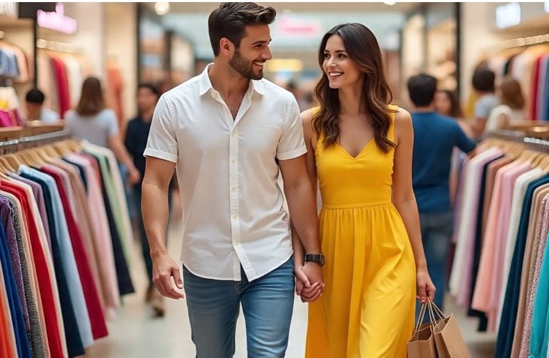 मॉलमध्ये तुम्हाला एकाच अनेक ब्रँडच्या वस्तू मिळतात. म्हणजेच तुम्हाला सर्वोत्तम वस्तू निवडण्याची संधी असते. काही काही मोठ्या मॉलमध्ये तर कपडे, सौंदर्यप्रसाधनांपासून ते मोठ्या इलेक्ट्रॉनिक वस्तूदेखील मिळतात. (सांकेतिक फोटो, फोटो सौजन्य- मेटा एआय)