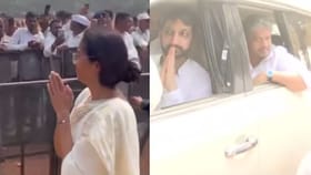 अंत्यविधीनंतर शरद पवार, सुप्रिया सुळे, जय पवारांचे भावूक अभिवादन.