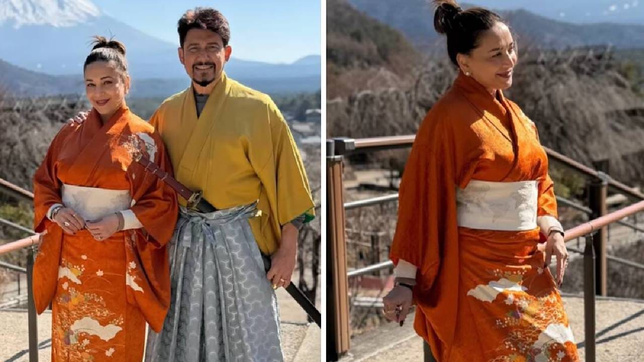 हे ठिकाण परंपरा, मंदिरं, बर्फ आणि समुराई कथांनी भरलेलं आहे, असं कॅप्शन देत माधुरीने हे फोटो चाहत्यांसोबत शेअर केले आहेत. माधुरी आणि श्रीराम नेने यांच्या फोटोंमध्ये बर्फाच्छादित माऊंट फुजीचं सुंदर दृश्य पहायला मिळतंय.
