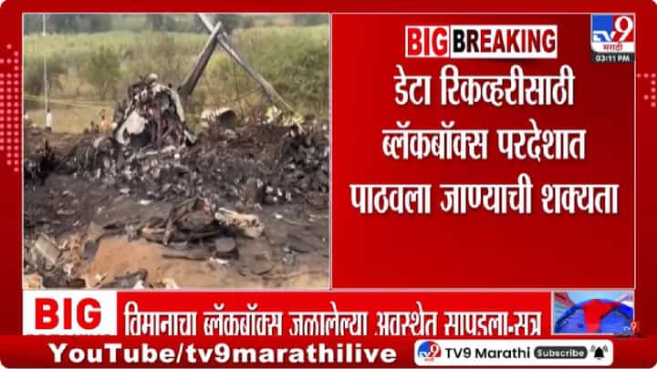 Ajit Pawar Plane Crash | जळालेल्या ब्लॅक बॉक्सचा डेटा परदेशात तपासणीसाठी पाठवण्याची शक्यता Ajit Pawar Plane Crash | जळालेल्या ब्लॅक बॉक्सचा डेटा परदेशात तपासणीसाठी पाठवण्याची शक्यता