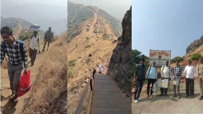 सर्वात उंच मतदान केंद्र, रायरेश्वरावर मतदान कर्मचाऱ्यांची चढाई