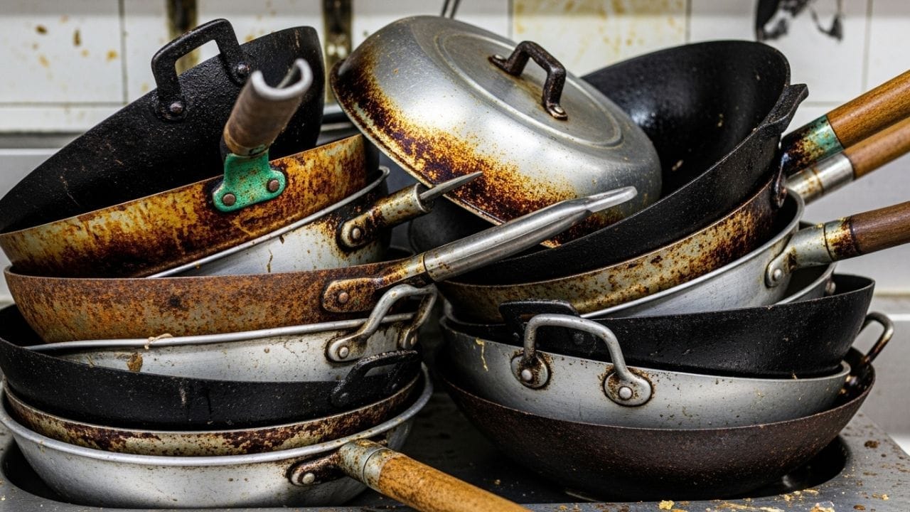 जळलेल्या भांड्यावर शॅम्पू, मीठ आणि लिंबाचा रस आणि पाणी टाकून उकळा. १० मिनिटे हे मिश्रण तसेच ठेवल्यास भांड्याचा काळेपणा पूर्णपणे सैल होतो. त्यानंतर लिंबाच्या सालेने घासल्यास तवा किंवा कढई नव्यासारखी चमकू लागते.