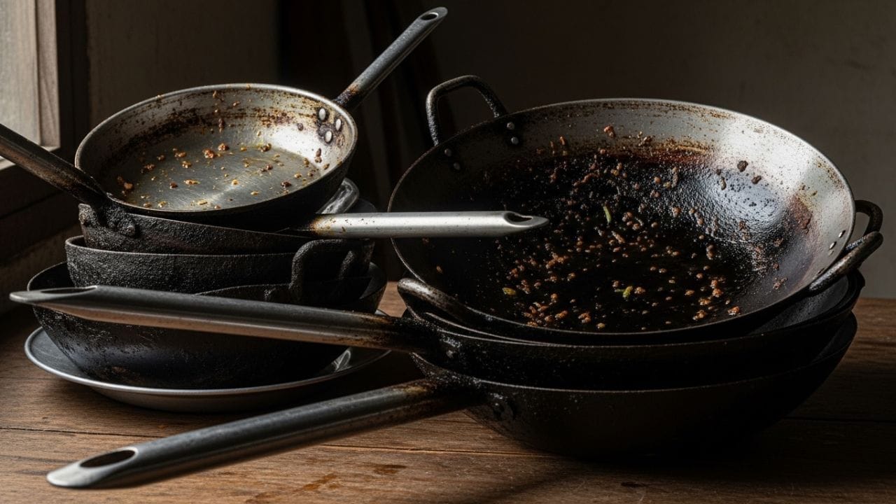 लोखंडी तवा जास्तच खराब झाला असेल, तर तो स्वच्छ करण्यासाठी सँडपेपर (रेगमल) वापरावा. सँडपेपरने तवा घासल्यामुळे त्यावर साचलेला गंज आणि काळा थर त्वरित निघून जातो. हा उपाय लोखंडी भांडी टिकण्यासाठी अत्यंत प्रभावी ठरतो.