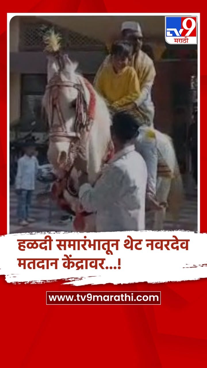 सातारा : मतदानाचा हक्क बजावण्यासाठी हळदी समारंभातून नवरदेव घोड्यावर मतदान केंद्रावर