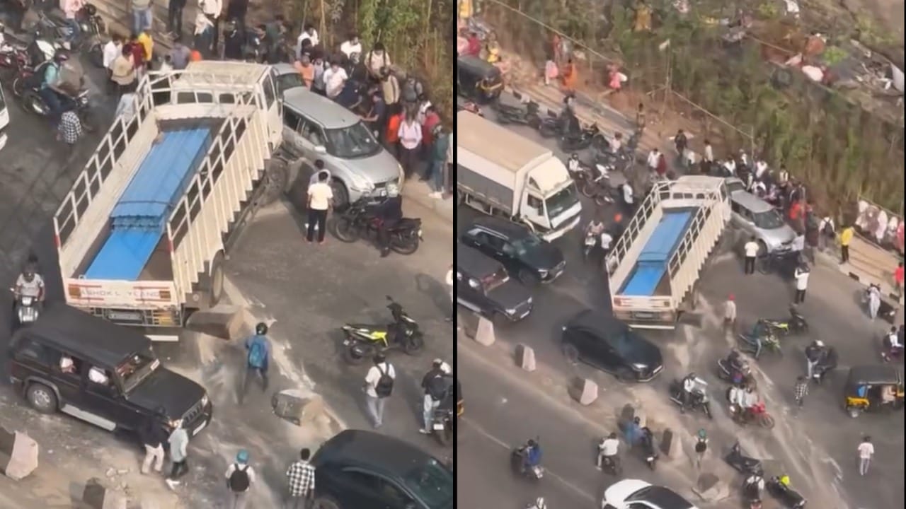 या अपघातामुळे पाठीमागून येणाऱ्या वाहनांना पुढे जाण्यास अडथळा निर्माण होत आहे. एकीकडे कार्यालयीन वेळेत कामावर जाणाऱ्या चाकरमान्यांची संख्या अधिक असल्याने या कोंडीत अधिकच भर पडली आहे.