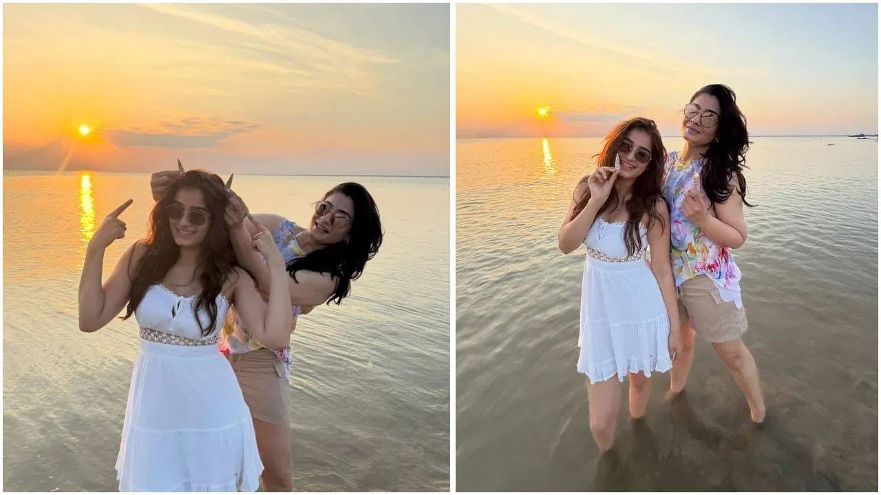 Rasha Thadani latest Pictures : राशाने बीच ट्रिपचे काही फोटो शेअर केलेत. निर्सगातील सुंदर स्थान बीचवर त्या सुखाने एन्जॉय करताना दिसतायत.राशाने सफेद रंगाचा मिडी ड्रेस घातलाय.आपल्या हेअर स्टाइलने आपला लूक सिंप आणि सोबर बनवलाय.  (Credit : rashathadani )