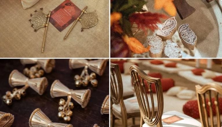 विशेष म्हणजे हे फोटो त्यांच्या विवाह स्थळाचे असल्याने त्यांनी लग्नासाठी ठेवलेल्या या थीमची सगळीकडे चर्चा होत आहे. या दोघांनीही शाही थाटात लग्न केलं असलं तरीही डेकोरेशनची थिम मात्र त्यांनी पारंपरिकच ठेवली होती. Photo Credit: rvreventzdesign