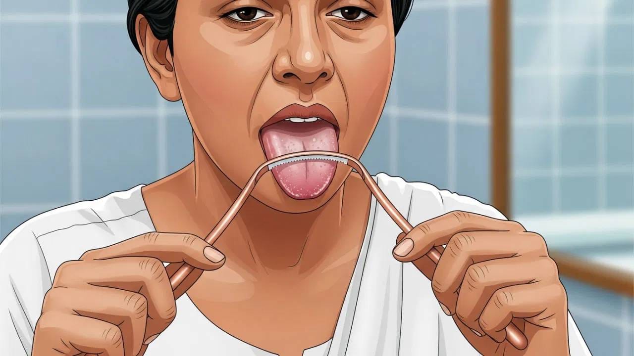 जीभ स्वच्छ करण्याचे महत्त्व : जिभेवर जमा झालेले बॅक्टेरिया काढून टाकण्यासाठी जीभ स्वच्छ करणे, त्यासाठी टंग क्लीनर वापरणं आवश्यक आहे. नियमित स्वच्छता केल्याने तोंडाची दुर्गंधी आणि संसर्ग कमी होतो.