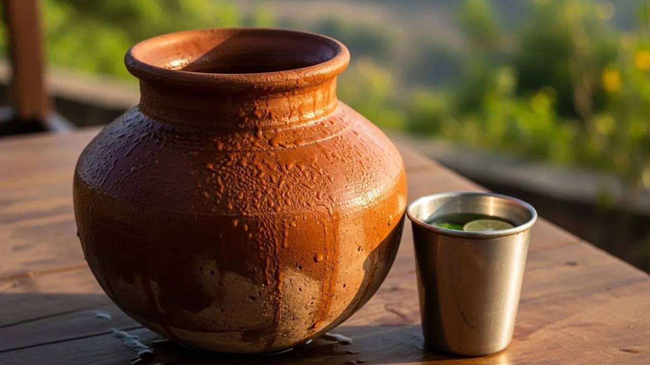 अशा परिस्थितीत, फ्रीजशिवाय, घरी नैसर्गिकरित्या पाणी थंड करू शकतो का? अनेक वर्षांपूर्वी, जेव्हा फ्रीजचा सोधही लागला नव्हता, तेव्हा लोकं मातीच्या भांड्यात पाणी साठवत असतं आणि ते गारेगार व्हायचं. एका सोप्या युक्तीचा वापर केला, तर माठातलं पाणीदेखील फ्रीजपणे थंडगार होईल. (Photo Credit - Whisk AI)
