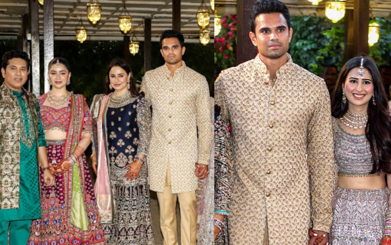 हरभजन सिंग, इरफान पठाण आणि युवराज सिंग यांच्यासह इतरांनी अर्जुन सानियाच्या मेहंदी आणि संगीत समारंभात हजेरी लावली होती. तर आज लग्न समारंभासाठी अनेक दिग्गज क्रिकेटपटू,सेलिब्रिटी देखील आले.