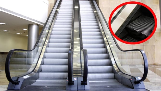 Escalator च्या बाजूला असलेल्या ब्रशचा उपयोग काय ?