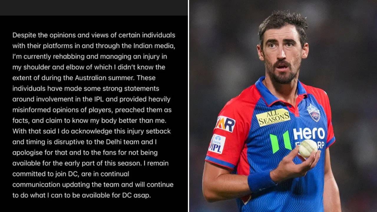 मिचेल स्टार्कने एक पोस्ट करत स्पष्ट केलं की, काही भारतीय मिडिया प्लॅटफॉर्म त्याच्या दुखापतीवर चुकीच्या आणि नको त्या प्रतिक्रिया देत आहेत. शरीराची जाण त्यांना अधिक असल्याचं दाखवत आहे. दुसरीकडे, पत्नी एलिसा हिलीने स्पष्ट केले की, स्टार्क सध्या दुखापतीमुळे त्रस्त आहे. (Photo- टीव्ही 9 हिंदीवरून)