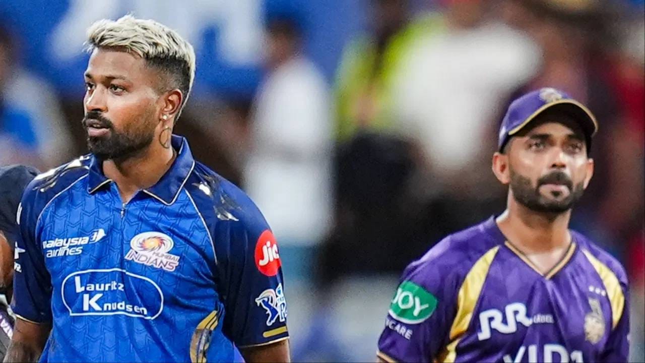 MI vs KKR : टॉसच्यावेळी केकेआरचा गेम का? हार्दिकने नाणं हवेत उडवलं पण..अजिंक्य रहाणे सुद्धा हैराण, मुंबईच्या सामन्यात वाद