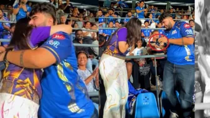 IPL 2026: मुंबई-कोलकाता सामन्यात प्रेम फुललं MI च्या चाहत्याने केलं केकेआरच्या फॅनला प्रपोज Video