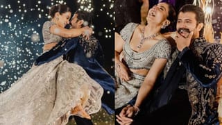 Rashmika Vijay Sangeet : रश्मिकासोबत विजयचा धमाल डान्स, गुडघ्यावर बसून प्रपोज; संगीतचे फोटो व्हायरल