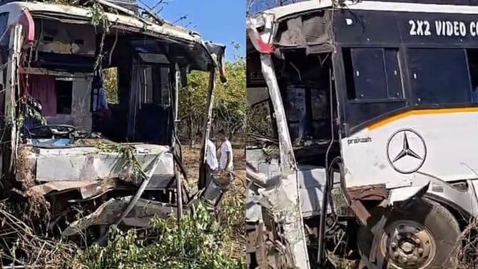 लग्नावरुन परतत असताना बसला अपघात, एकजण ठार तर नऊ जण गंभीर जखमी