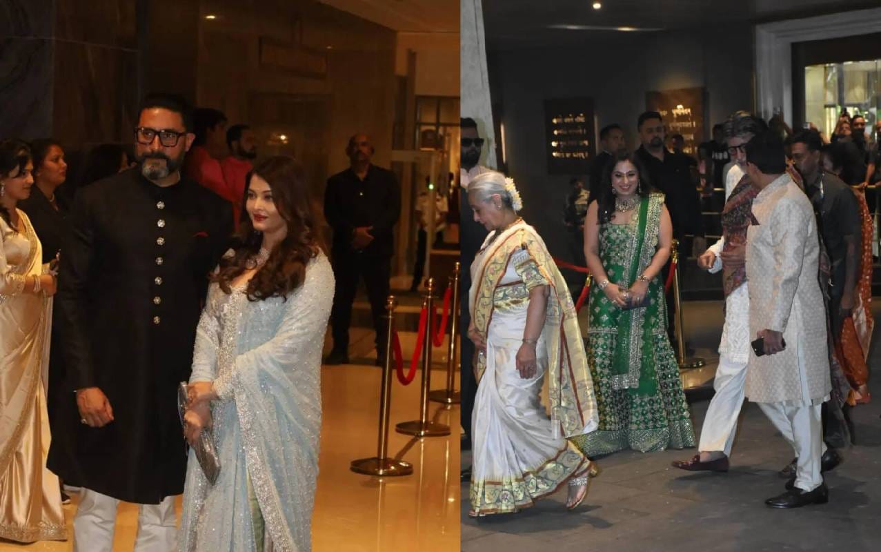 अर्जुन व सानिया या नव्या आयुष्यासाठी शुभेच्छा देण्यासाठी बच्चन कुटुंबही आवर्जून आलं. अमिताभ बच्चन , जया बच्चन, अभिषेक आणि ऐश्वर्या हे चौघेही हसतमुखाने लग्नासाठी पोहोचले. 