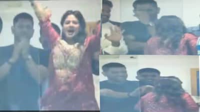 Saskhi MS Dhoni Video : अगं बाई.. खाली बस, आऊट नाहीये तो ! आनंदाने नाचणाऱ्या साक्षीला धोनीने बसवलं शांत, सगळ्यांना हसू अनावर