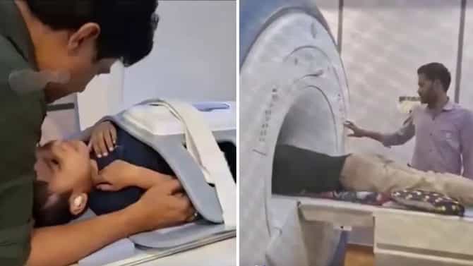 Viral Video: MRI मशिनला घाबरत होता चिमुरडा, मग बापाने जे केलं, सावलीसारखा सोबत झोपला....
