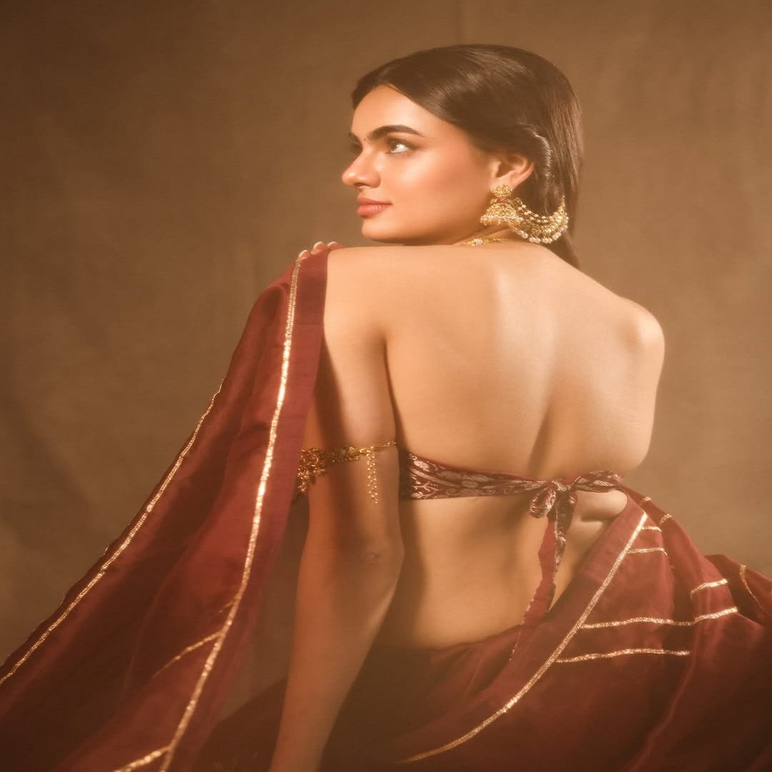 फोटोंमध्ये, रुहानिका धवन बॅकलेस ब्लाउज घातला आहे, ज्यामुळे ती केवळ ग्लॅमरसच नाही तर रॉयल देखील दिसत आहे. हे फोटो समोर येताच सोशल मीडियावर व्हायरल झाले, जिथे तिच्या मनमोहक स्टाइलने सर्वांची मने जिंकली.