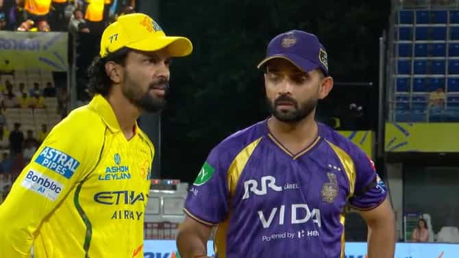 CSK vs KKR : केकेआरने टॉस जिंकला, सीएसकेची बॅटिंग, महेंद्रसिंह धोनी खेळणार? पाहा प्लेइंग ईलेव्हन