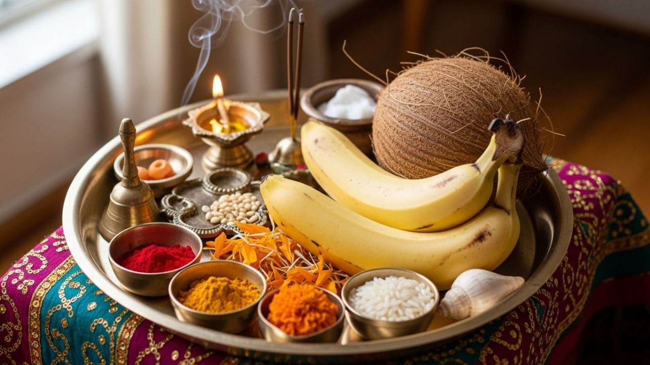 नारळाचे बाहेरचे टणक कवच म्हणजे माणसाचा अहंकार आहे. देवापुढे नारळ फोडणे म्हणजे आपला अहंकार मोडून स्वतःला ईश्वराच्या चरणी अर्पण करणे होय. नारळाचे तीन डोळे हे साक्षात भगवान शंकराच्या त्रिनेत्राचे प्रतीक मानले जातात.