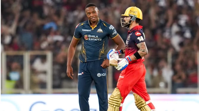 IPL 2026: विराटकडून सलग 5 चौकार, त्यानंतर रबाडाचा पलटवार, काय केलं?