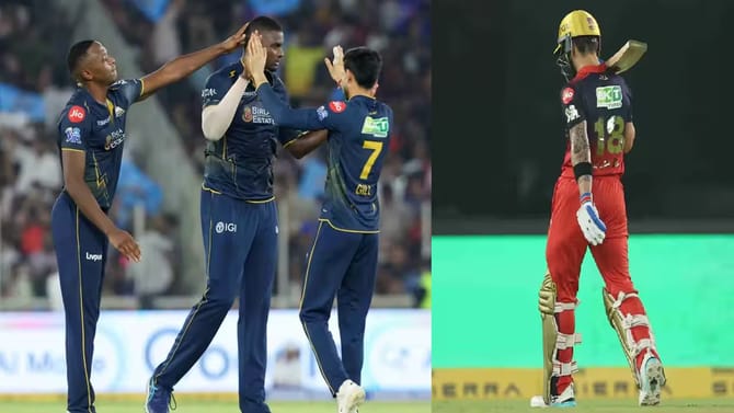 आरसीबी 12 डावानंतर ऑलआऊट, गुजरातसमोर 156 रन्सचं टार्गेट, कोण जिंकणार?