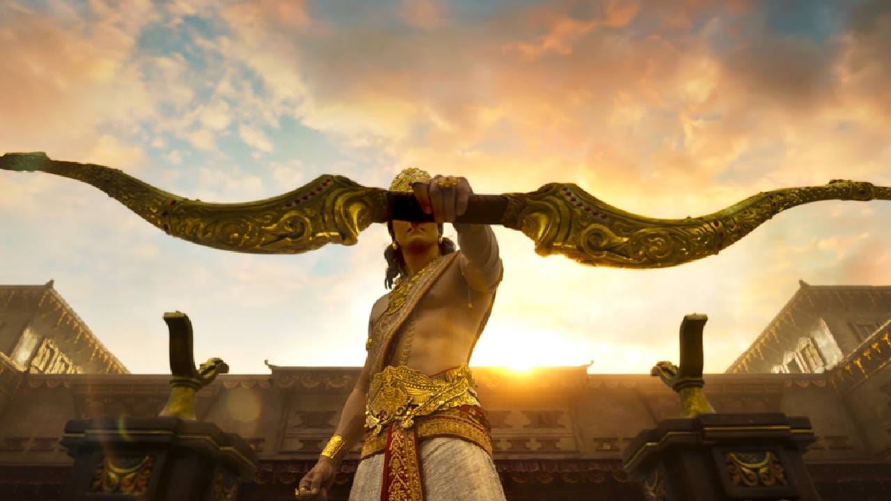 नितेश तिवारी दिग्दर्शित 'रामायण' या भव्य चित्रपटाविषयी प्रेक्षकांमध्ये प्रचंड उत्सुकता आहे. हनुमान जयंतीचं निमित्त साधत या चित्रपटातील रामाची झलक सादर करण्यात आली आहे. यामध्ये अभिनेता रणबीर कपूर प्रभू श्रीराम यांची भूमिका साकारत आहे. 
