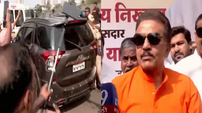 मराठीला आमचा विरोध नाही, पण... संजय निरुपम यांचे खळबळजनक विधान, मनसेची गाडीवर दगडफेक