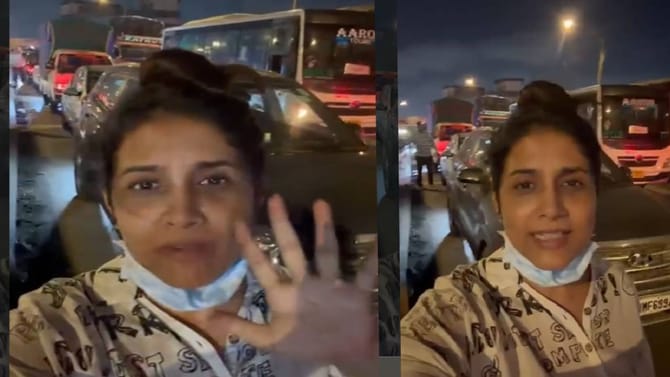 5 तास झाले, नक्की काय झालंय? ट्रॅफिक जामने वैतागली सोनाली कुलकर्णी