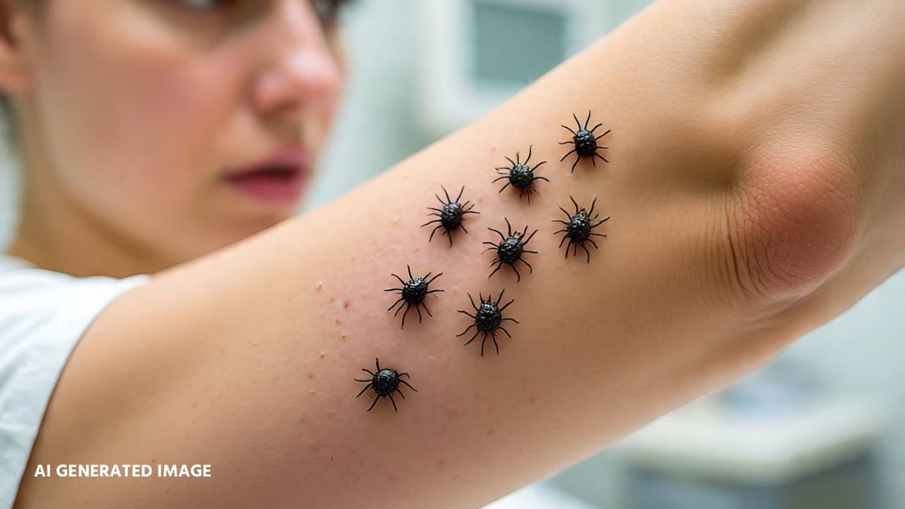 हा कीटक उघड्या डोळ्यांनी दिसत नाही. परंतु एकदा का कीटक त्वचेवर बसला की तो आपल्या त्वचेलाच त्याचं घर बनवतो. त्वचेखाली ते अंडी घालतात. त्यामुळे अंगाला खूप खाज येते. रात्री हा त्रास जास्त वाढतो. तरुण मुले, वृद्ध यांना हा आजार होण्याचे प्रमाण जास्त आहे.