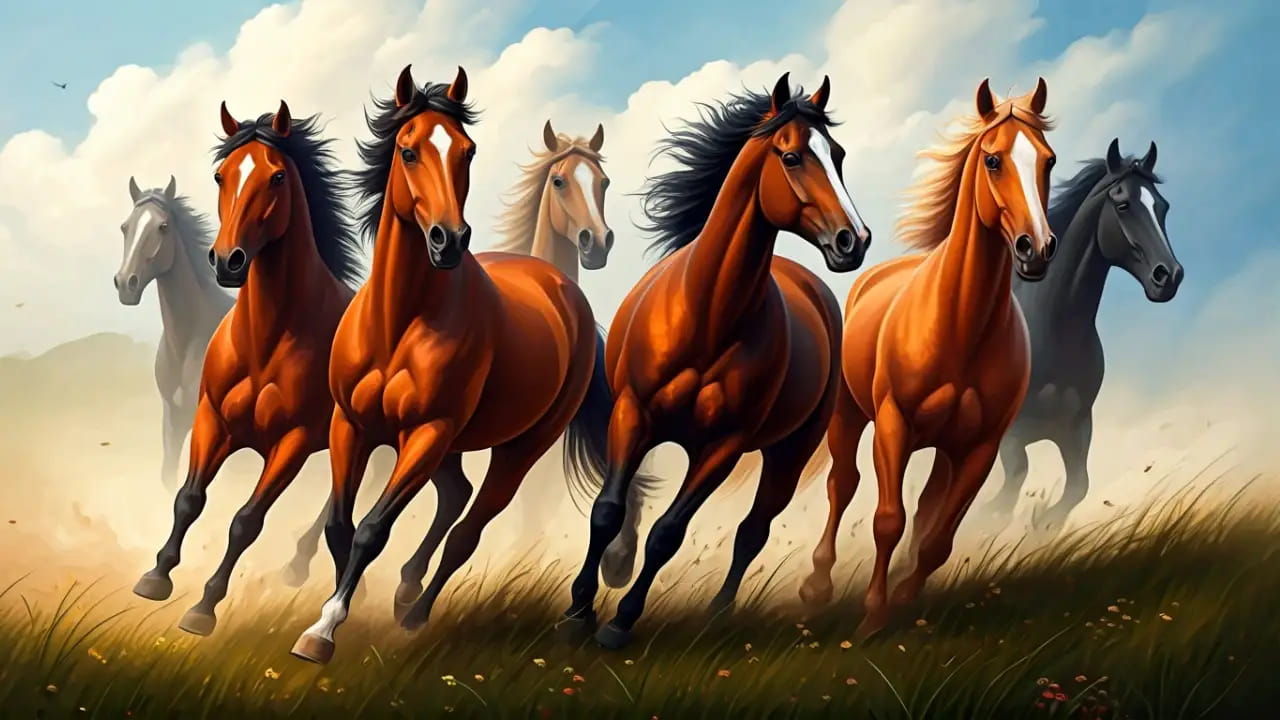 वास्तुनुसार घरात सात धावत्या घोड्यांचे चित्र शुभ मानले जाते. हे चित्र प्रगती यश आणि सकारात्मक ऊर्जा दर्शवते. मात्र घोडे आक्रमक दिसणारे नसावेत तर शांत आणि संतुलित मुद्रेतील असावेत. पांढऱ्या घोड्यांचे चित्र लावल्यास घरात शांती आणि समृद्धी वाढते असे मानले जाते.