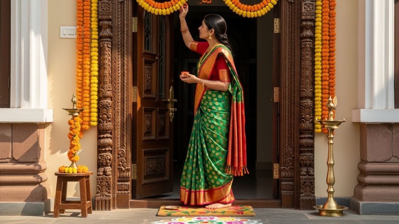 अनेकांच्या घराच्या मुख्य दरवाजावर शेंदूर किंवा कुंकवाचा टिळा लावलेला आपण पाहतो. विशेषतः हनुमानाला अर्पण केलेला शेंदूर प्रवेशद्वाराला लावण्याची जुनी परंपरा आहे. पण वास्तुशास्त्र आणि धार्मिक मान्यतेनुसार याचे नेमके काय फायदे होतात, ते जाणून घेऊया.