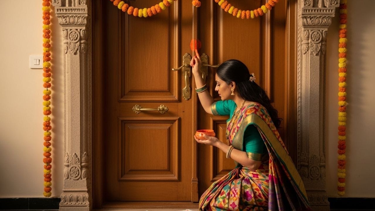 मुख्य दरवाजाला देवी लक्ष्मीचे प्रवेशद्वार मानले जाते. प्रवेशद्वार सुशोभित आणि पवित्र ठेवल्याने लक्ष्मी प्रसन्न होते, अशी श्रद्धा आहे. यामुळे घरात धनधान्याची कमतरता भासत नाही. तसेच कुटुंबात सुख-शांती नांदते.