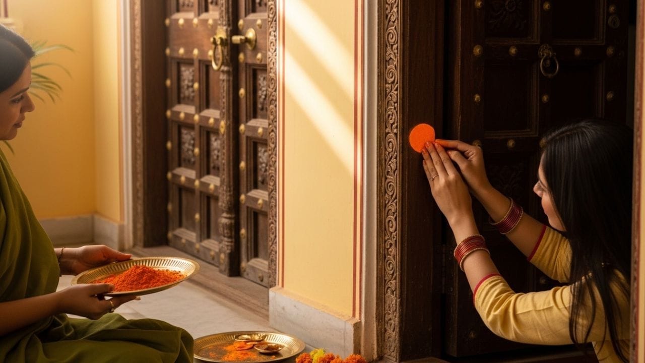 वास्तुशास्त्रानुसार, मुख्य दरवाजा हा ऊर्जेचा मुख्य स्रोत असतो. दरवाजावर शेंदूर आणि तेलाचा टिळा लावल्याने तेथील ऊर्जेचे संतुलन राखले जाते. जर घराच्या प्रवेशद्वारात काही दोष असतील. तर या उपायामुळे त्या दोषांचा प्रभाव कमी होऊन सकारात्मकता वाढते.