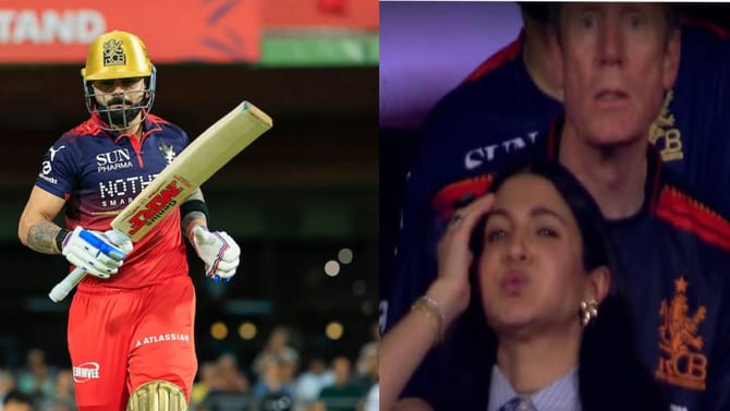 विराटचं अर्धशतक हुकताच अनुष्काचा पडला चेहरा, Reaction व्हायरल