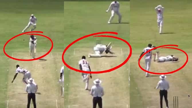 अरे..अरे..अरे..चेंडू डोक्याला धाडकन लागला, फलंदाज क्षणात जमिनीवर कोसळला; भर उन्हात मैदानावर भयंकर घडलं!