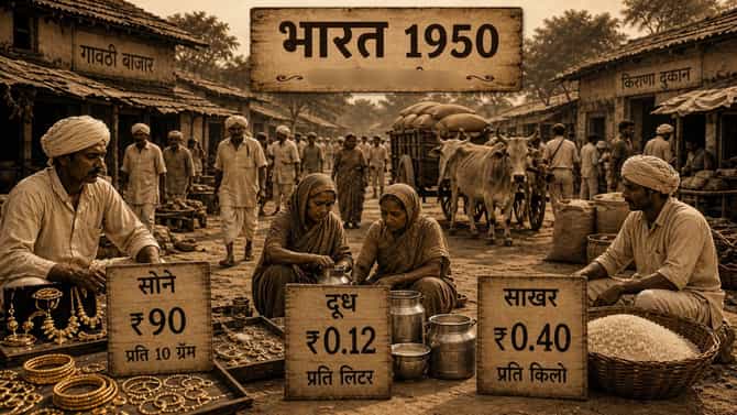 एक तोळा सोनं 90 रुपये, 12 पैशांना लिटरभर दूध, 1950 साली भारतात कसे जगायचे लोक? महिन्याचे सामान फक्त...