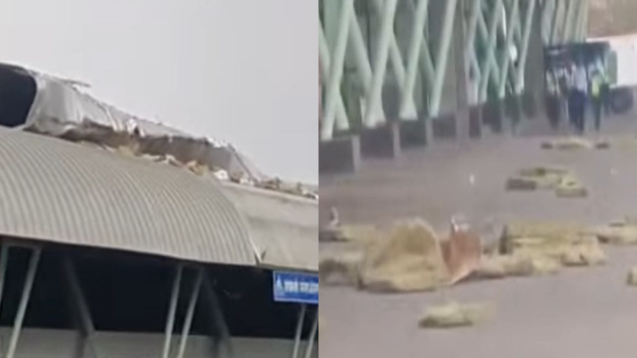 संभाजीनगरमध्ये वादळी वाऱ्याचा कहर, विमानतळाचे छत कोसळल्याने खळबळ, या जिल्ह्यांनाही फटका संभाजीनगरमध्ये वादळी वाऱ्याचा कहर, विमानतळाचे छत कोसळल्याने खळबळ, या जिल्ह्यांनाही फटका