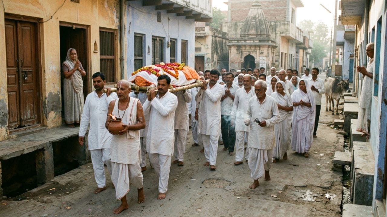 धार्मिक परंपरेनुसार, जर रस्त्यावरून एखाद्या सौभाग्यवती किंवा श्रीमंत स्त्रीची अंत्ययात्रा जात असेल, तर ती साक्षात लक्ष्मीजींचेच एक रूप मानली जाते. अशी अंत्ययात्रा दिसल्यास स्त्रियांनी आपल्या अखंड सौभाग्यासाठी आणि घरात निरंतर सुख-समृद्धी राहण्यासाठी प्रार्थना करावी.