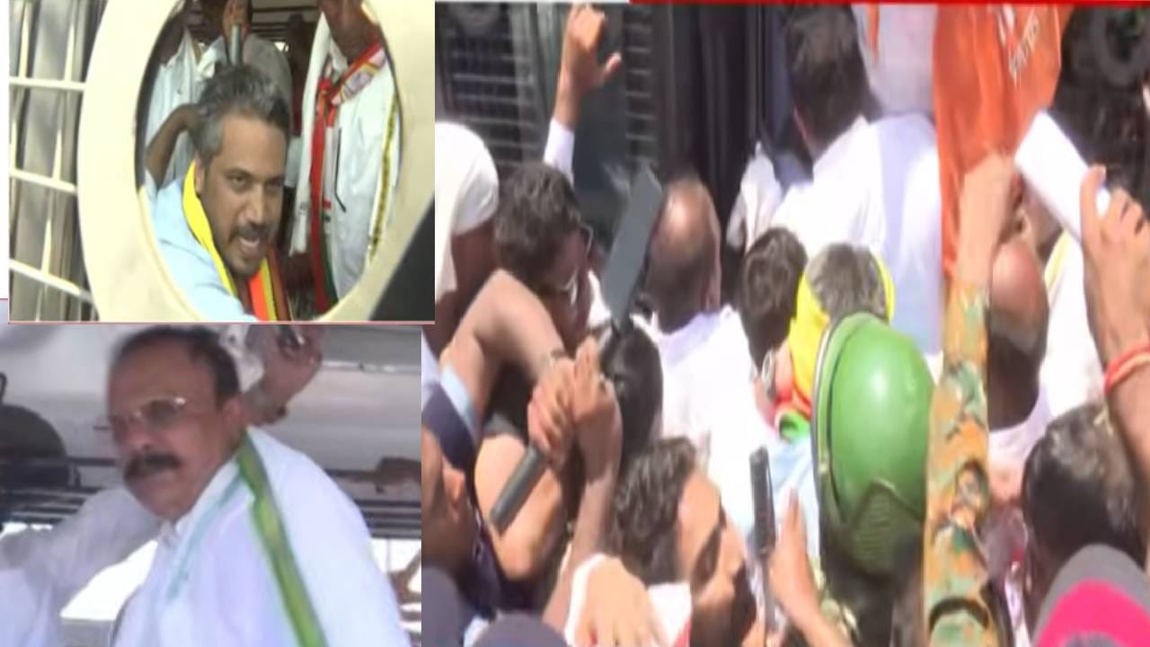 गळ्यात कांद्याच्या माळा, जोरदार घोषणाबाजी.. नाशिकमध्ये कांदा प्रश्न पेटला, हर्षवर्धन सपकाळ, रोहित पवार पोलिसांच्या ताब्यात गळ्यात कांद्याच्या माळा, जोरदार घोषणाबाजी.. नाशिकमध्ये कांदा प्रश्न पेटला, हर्षवर्धन सपकाळ, रोहित पवार पोलिसांच्या ताब्यात