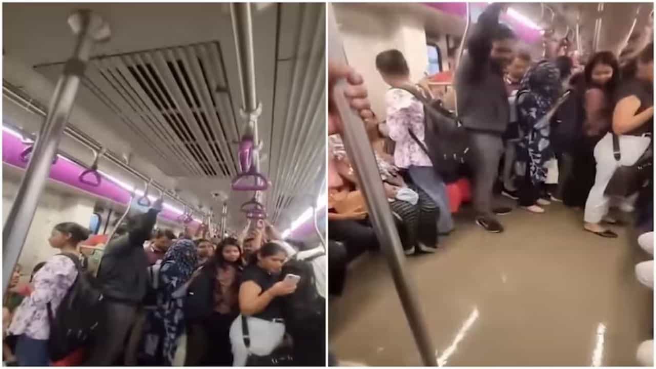 नव्या मेट्रोच्या छतातून बरसत्या धारा पाहून प्रवासी चिडले, video व्हायरल