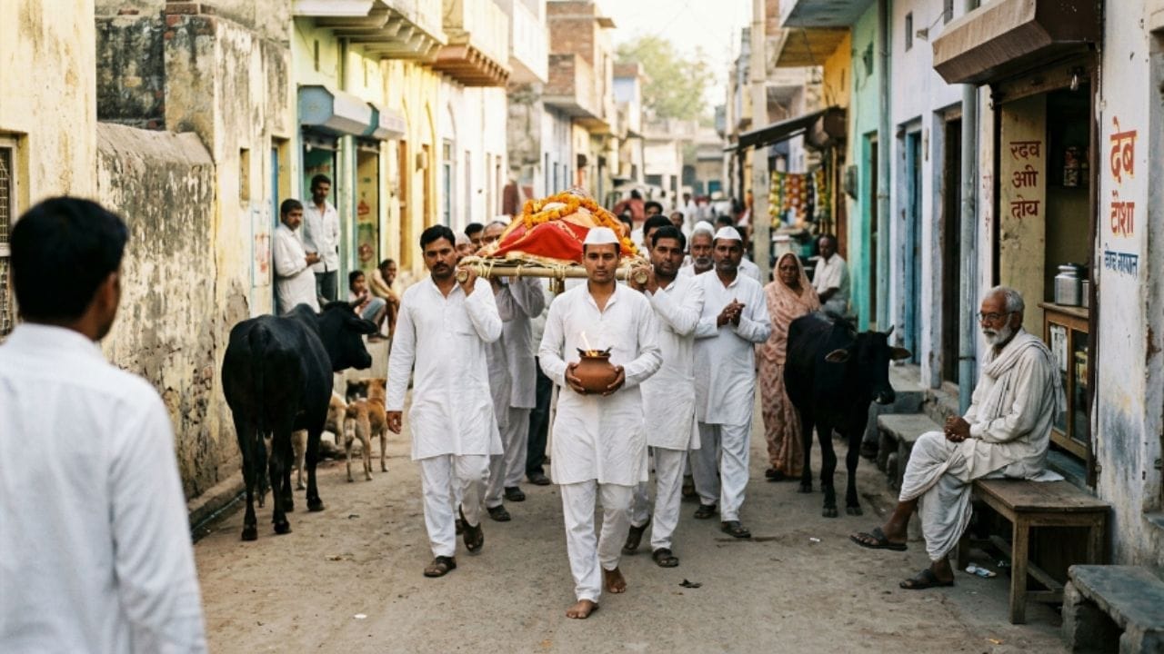 अनेकदा नोकरी-व्यवसायानिमित्त बाहेर पडताना किंवा प्रवास करताना आपल्याला रस्त्यावरून जाणारी अंत्ययात्रा दिसते. अशा वेळी अनेक लोकांच्या मनात एक प्रकारची भीती किंवा अंधश्रद्धा असते की, मृतदेह दिसल्याने त्यांचा संपूर्ण दिवस खराब होईल किंवा काहीतरी अशुभ घडेल.