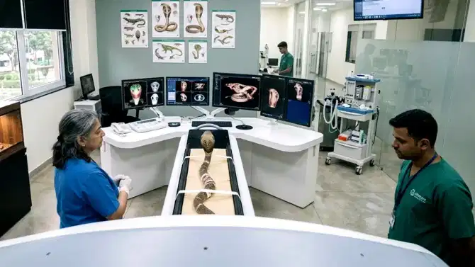 डॉक्टरांची कमाल... भूल न देताच केलं नागाचं CT स्कॅन; मुंबईतील सापाला जीवदान