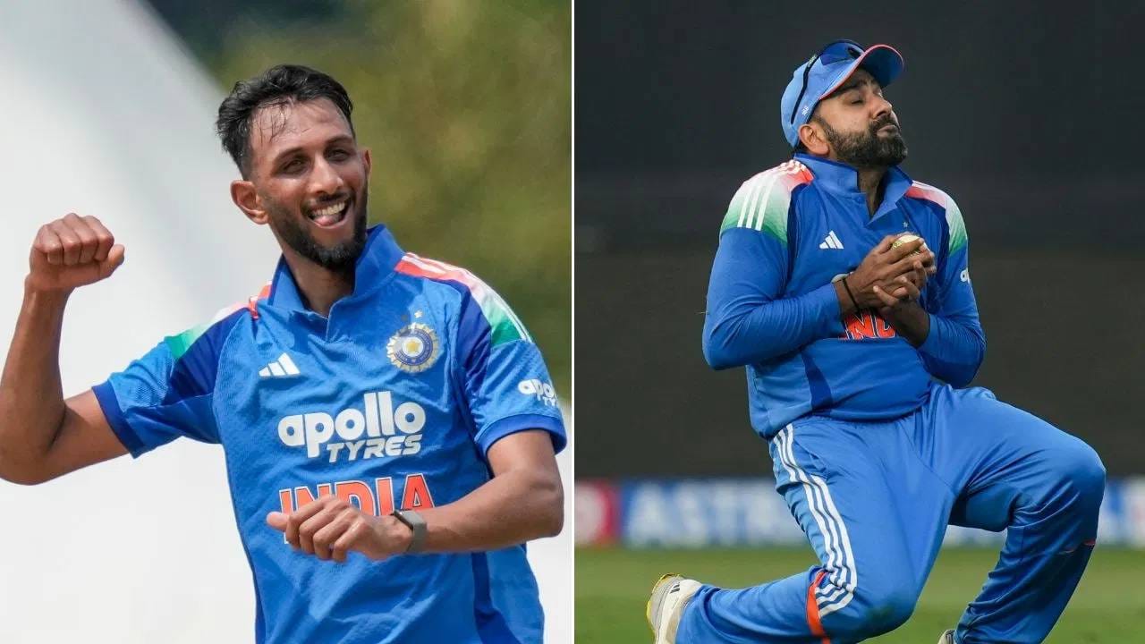 अफगाणिस्तानचे चार विकेट तंबूत पाठवण्याचं काम वेगवान गोलंदाज प्रसिद्ध कृष्णा याने केलं. या चार विकेटमधील तीन विकेट स्लिपला उभ्या असलेल्या रोहित शर्माने झेल घेत तंबूत पाठवल्या. या तीन झेलसह क्रिकेट इतिहासात एका अनोख्या विक्रमाची नोंद झाली आहे. (PHOTO CREDIT-PTI)
