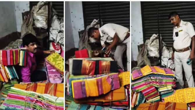 पोलीस येताच घामाघूम, बडा नेता साड्यांच्या गठड्यात लपला, ममता दीदींच्या नेत्यांवर भयानक वेळ, video तुफान व्हायरल