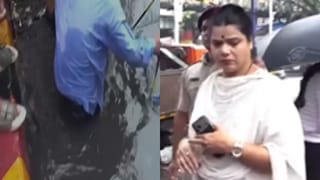 BMC कर्मचारी महापौरांच्या समोरच मॅनहोलमध्ये पडला, रितू तावडे पाहातच राहिल्या; Video व्हायरल